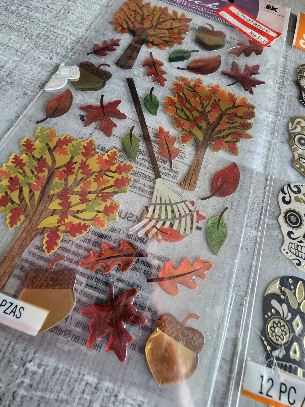 Scrapbook Stickers LOT Day of the Dead Skulls Autumn + Sticko Retired NEW #34